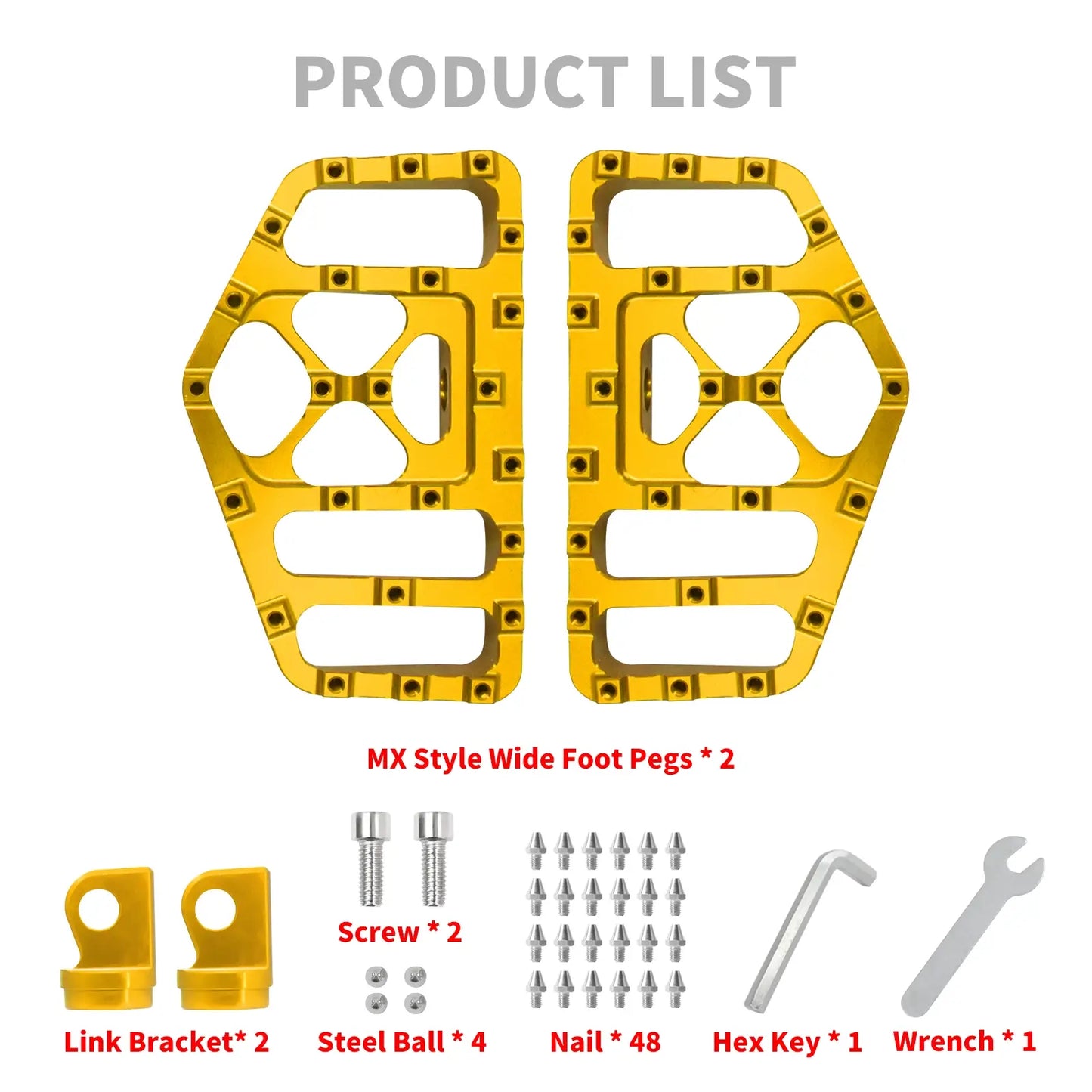 MX Style Foot Pegs Floorboard Gold For Harley Touring Dyna Softail Sportster | HCmotorku