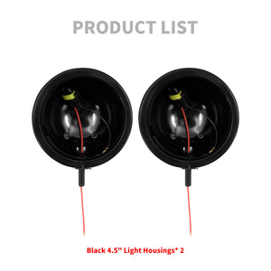 2x 4.5" LED Fog Light Housings Mount Bracket Black Fit Touring Softail Models | HCmotorku