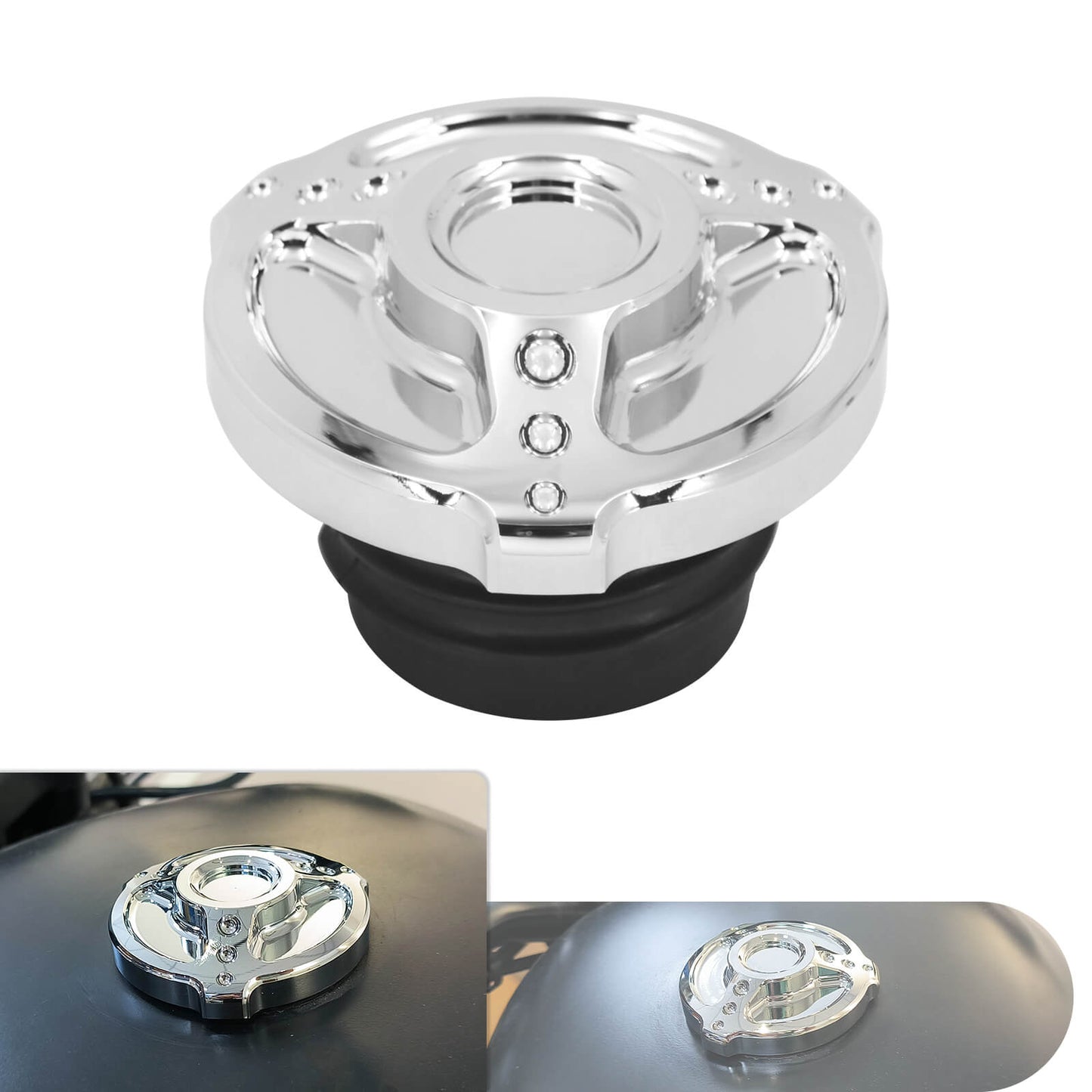 Fuel Tank Cover Gas Cap Vented Chrome Fit For Harley Softail FLFB FXSB 2000-2017 | HCmotorku