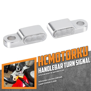 LA022802 HCmotorku Universal Mini LED Turn Signal Lights Amber For Custom Motorcycles Harley Yamaha Chrome-Clear