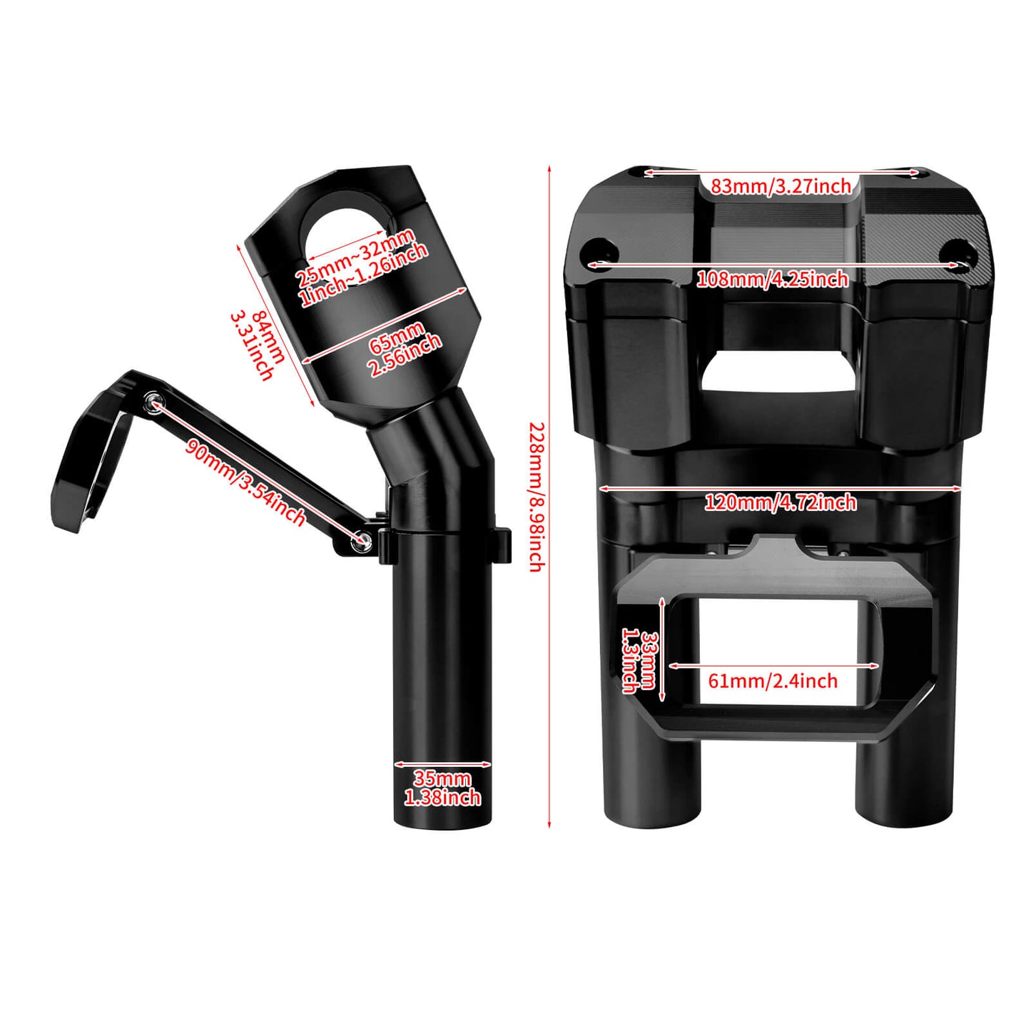 IN000101 HCmotorku Black 8” Handlebar Riser with Speedmeter Instrument Panel for Harley Softail ‘18-’24 Street Bob Low Rider Size