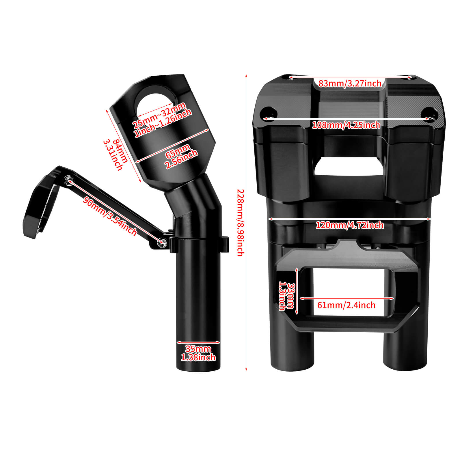 IN000101 HCmotorku Black 8” Handlebar Riser with Speedmeter Instrument Panel for Harley Softail ‘18-’24 Street Bob Low Rider Size