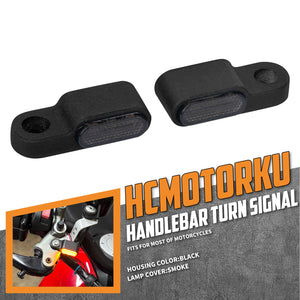 LA022803 HCmotorku Universal Mini LED Turn Signal Lights Amber For Custom Motorcycles Harley Yamaha Black-Smoke