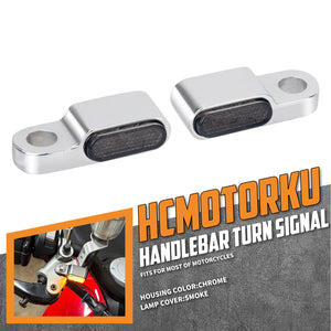 LA022804 HCmotorku Universal Mini LED Turn Signal Lights Amber For Custom Motorcycles Harley Yamaha Chrome-Smoke
