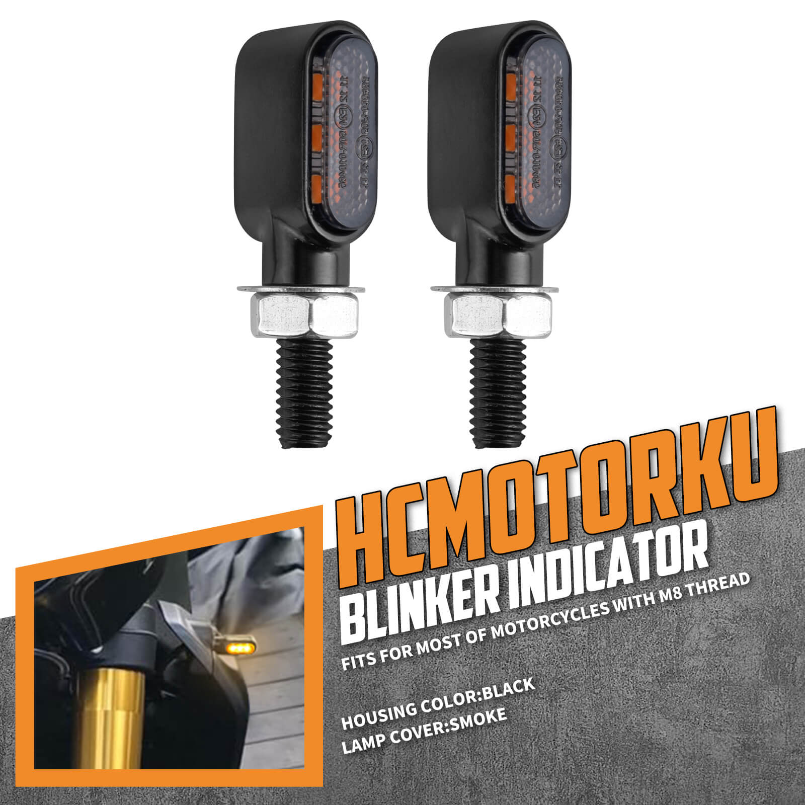 LA023301_HCmotorku_Universal M8 Thread LED Turn Signals for Harley Indian Honda Black-Smoke