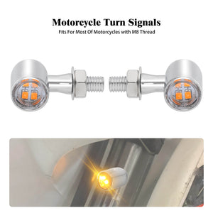 LA023704_HCmotorku_Chrome-Clear LED Universal Front&Rear Turn Signals Mini Lights for Harley Honda Kawasaki