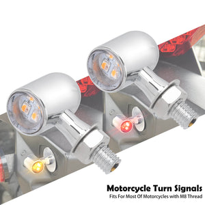LA023711 HCmotorku Chrome-Clear 2-in-1 Mini LED Motorcycle Indicators & Brake Lights for Harley Honda