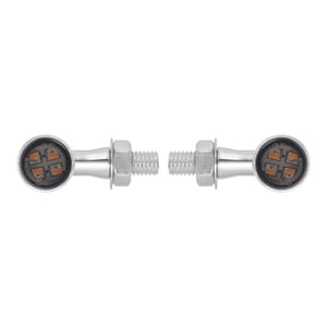 LA023712 HCmotorku Chrome-Smoke 2-in-1 Mini LED Motorcycle Indicators & Brake Lights for Harley Honda