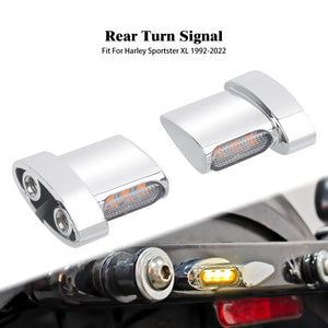 LA023802_HCmotorku_Chrome-Clear Universal Mini Turn Signals Light Compatible with 1/4'' Bolt Thread Harley Sportster XL ‘92-’22
