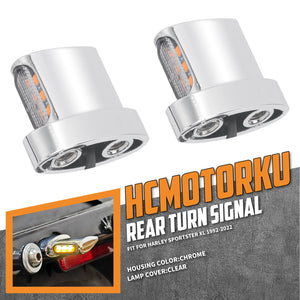 LA023803_HCmotorku_Chrome-Clear Universal Mini Turn Signals Light Compatible with 1/4'' Bolt Thread Harley Sportster XL ‘92-’22