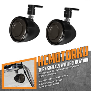 LA024201_HCmotorku_Bullet Turn Signals Lights For Harley Sportster Dyna Softail Touring ‘86-’24 Black