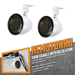 LA024202_HCmotorku_Bullet Turn Signals Lights For Harley Sportster Dyna Softail Touring ‘86-’24 Chrome