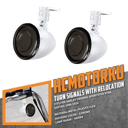 LA024202_HCmotorku_Bullet Turn Signals Lights For Harley Sportster Dyna Softail Touring ‘86-’24 Chrome
