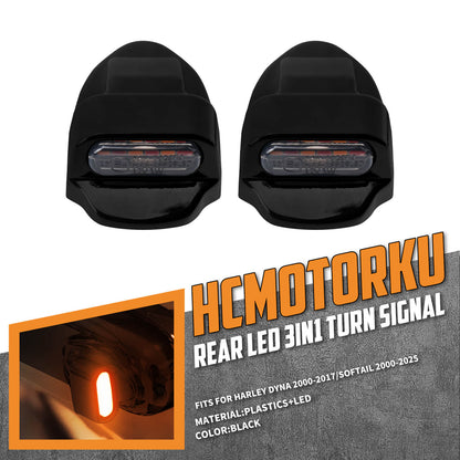 LA025101 HCmotorku LED Black Mini LED Brake Lights Turn Signal Tail Lights for Harley Dyna ‘00-’17 Softail ‘00-’25 Street Bob Fat Bob Fat Boy Heritage Classic Installation