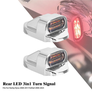 LA025102 HCmotorku LED Chrome Mini LED Brake Lights Turn Signal Tail Lights for Harley Dyna ‘00-’17 Softail ‘00-’25 Street Bob Fat Bob Fat Boy Heritage Classic Installation