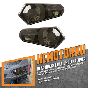 LA025502 HCmotorku Heavy-Duty Rear Tail Light Lens Covers for Polaris RZR & Sportsman Smoke 