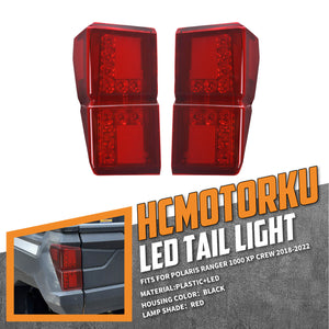 LA026001 HCmotorku Premium Custom LED Tail Light Upgrade for Polaris Ranger 1000 XP Crew Red