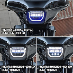LA027001 HCmotorku Premium Custom LED Headlight with Startup Animation for Harley Street Glide ‘23-’25