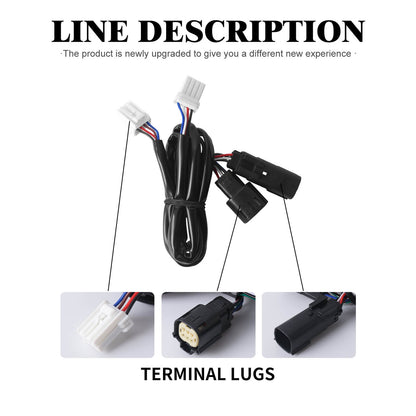 LA027101_HCmotorku_Black Housing Clear Lens LED Saddlebag Filler Tail Lights Turn Brake Signals for Harley Touring ‘14-Up Connector