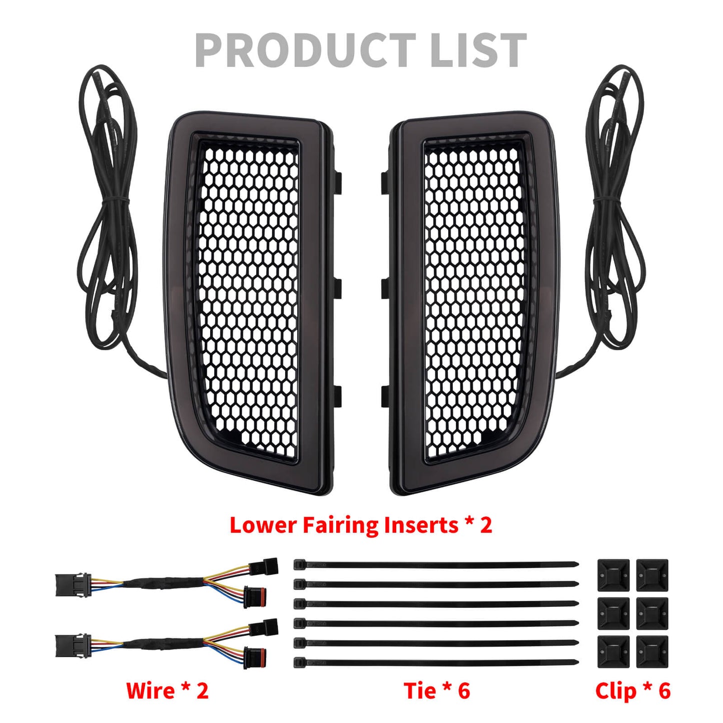 LA027201 HCmotorku LED Black&Grey Fairing Lower Grills Turn Signals Running Lights for Harley Touring ‘14-’24 Electra Glide Street Glide Road Glide Ultra Limited Product List