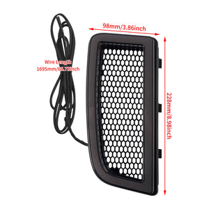 LA027201 HCmotorku LED Black&Grey Fairing Lower Grills Turn Signals Running Lights for Harley Touring ‘14-’24 Electra Glide Street Glide Road Glide Ultra Limited Size