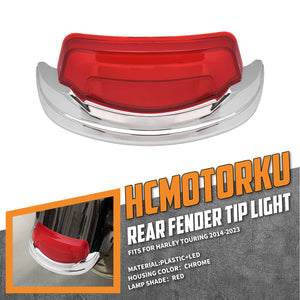 LA027303 HCmotorku Chrome-Red LED Rear Fender Light Tail Light for Harley Touring ‘14-’23
