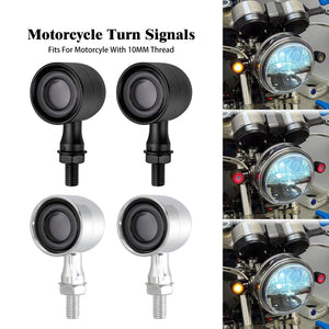 LA02900304_HCmotorku_Motorcycle LED Turn Signals Front lights Brake Lights Bullet Indicator Mini Lights Universal-Black Chrome for Harley Kawasaki Honda Yamaha Suzuki Installation