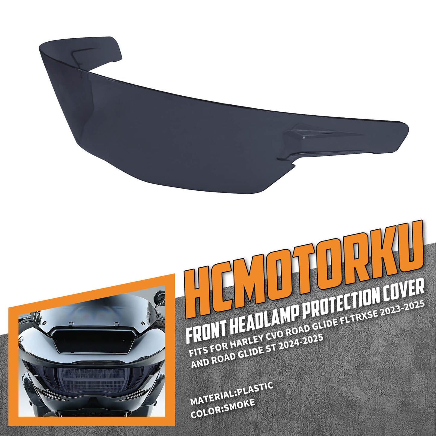 LA029101 HCmotorku Smoke ABS Headlight Protector Cover for Harley CVO Road Glide ‘23-’25 Road Glide ST ‘24-’25