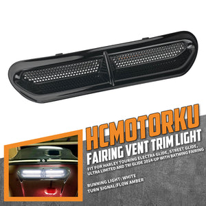 LA030301_HCmotorku_Premium Batwing Fairing Vent Trim LED Light for Harley Street Glide '14-'23 Black