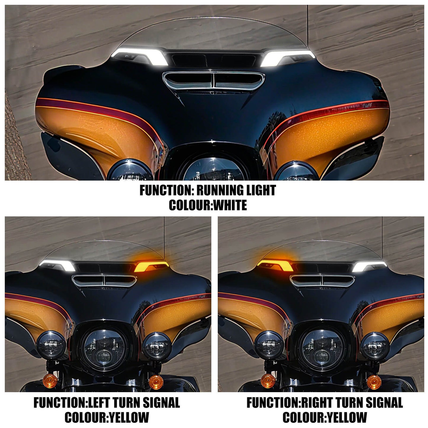 LA0307 HCmotorku Windshield Trim Light for Harley Touring Effect