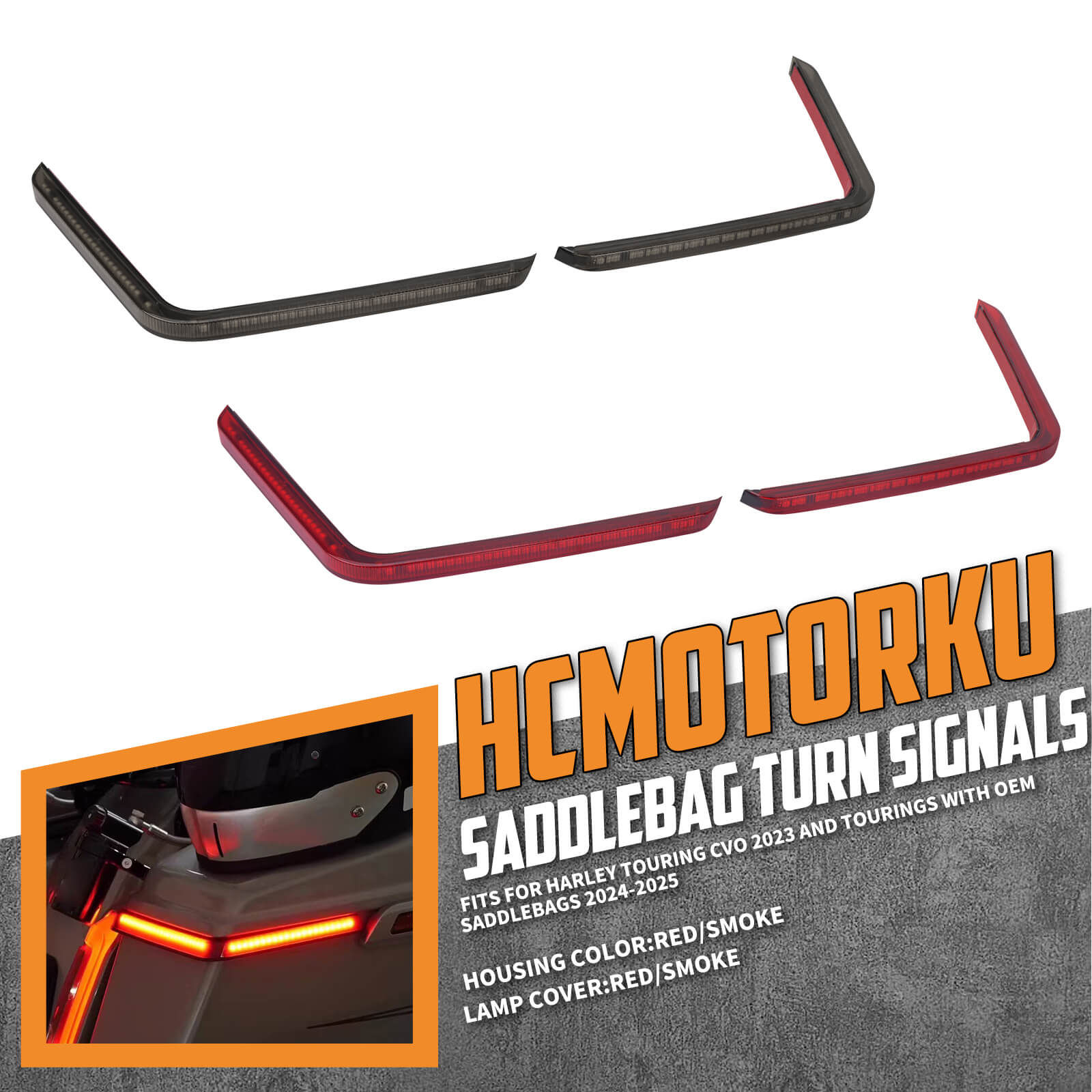 LA0308_HCmotorku_Bright LED Saddlebags Lights Turn Signal Brake Lights Tail Lights for Harley Touring ‘24-’25 CVO 2023 Street Glide Tri Glide CVO Road Glide CVO Street Glide