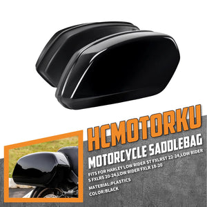 LU000201 HCMOTORKU Gloss Black ST Style Saddlebags & Brackets Kit for Harley softail low rider st
