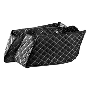 LU000501 HCmotorku White Stitching Saddlebag Liners Carpet Inserts For Indian Chieftain ‘19-’23 Pursuit ‘22-’23 Roadmaster ‘21-’23