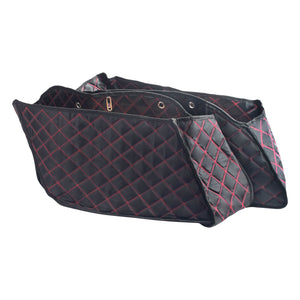 LU000502 HCmotorku Red Stitching Saddlebag Liners Carpet Inserts For Indian Chieftain ‘19-’23 Pursuit ‘22-’23 Roadmaster ‘21-’23
