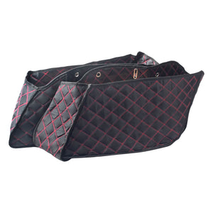 LU000502 HCmotorku Red Stitching Saddlebag Liners Carpet Inserts For Indian Chieftain ‘19-’23 Pursuit ‘22-’23 Roadmaster ‘21-’23