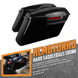 LU000601 HCmotorku Hard Saddlebags with Selectable Latches for Harley Touring '14-'24 Black Latches