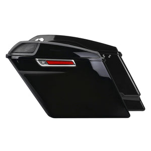 LU000804 hcmotorku Gloss Black 5 Inch Stretched Saddlebags with Audio Lids