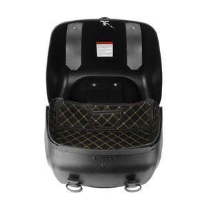 LU001901 HCmotorku Universal Black Tour Pack Trunk Luggage With Backrest Pad for Harley Honda Yamaha