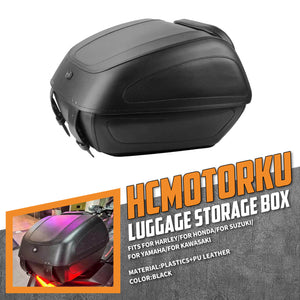 LU001901 HCmotorku Universal Black Tour Pack Trunk Luggage With Backrest Pad for Harley Honda Yamaha