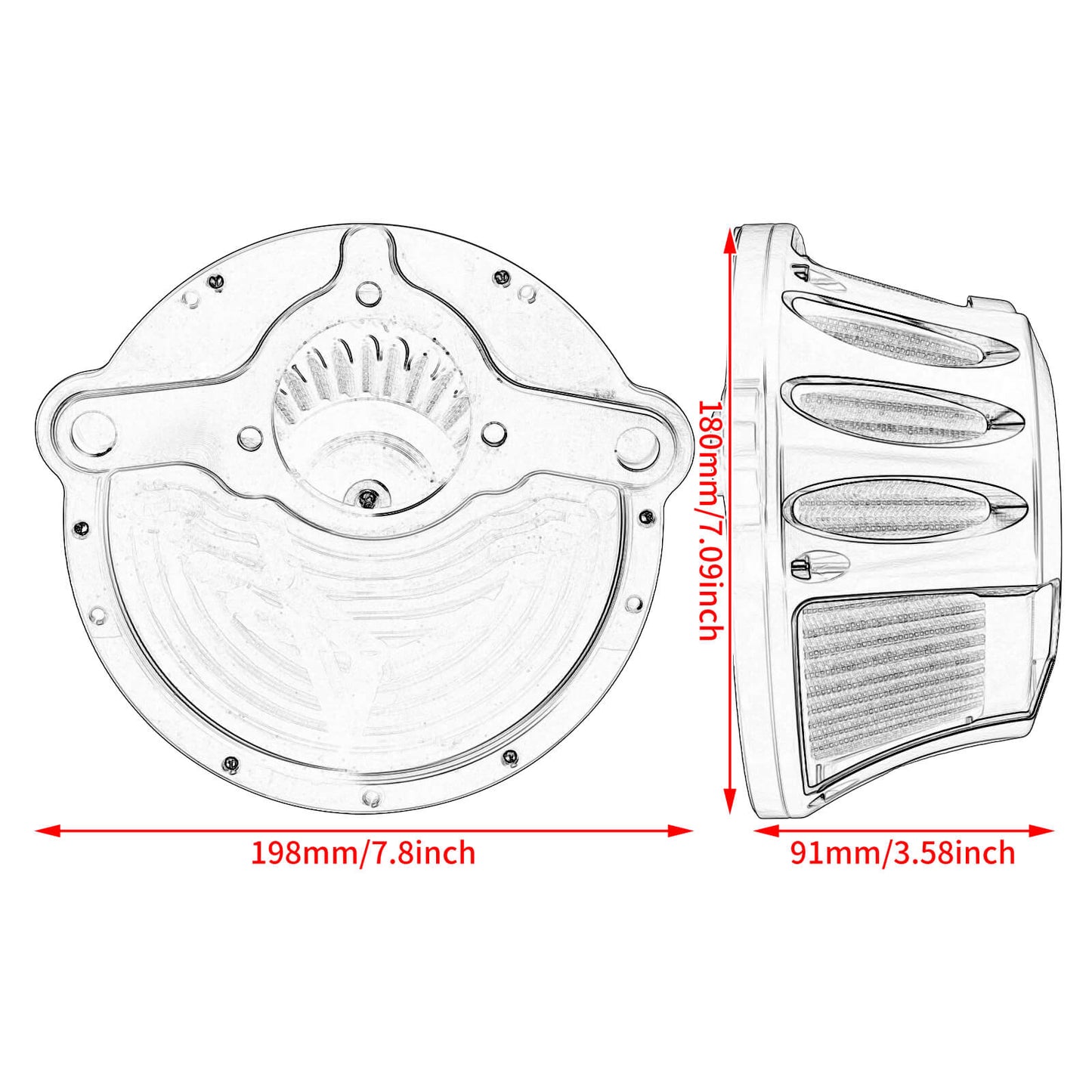 MP153-E HCmotorku CNC Air Cleaner with Grey Intake for Harley 2023-2025 CVO Road Glide Street Glide 2025 Softail  Size