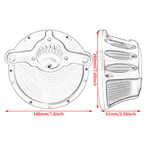 MP153-E HCmotorku CNC Air Cleaner with Grey Intake for Harley 2023-2025 CVO Road Glide Street Glide 2025 Softail  Size