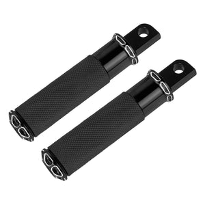 PE001901 HCmotorku Knurled Aluminum Rear Passenger Foot Pegs for Harley Models ‘84-’25 Black