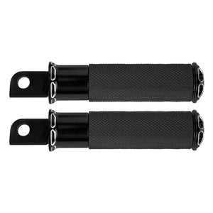 PE001901 HCmotorku Knurled Aluminum Rear Passenger Foot Pegs for Harley Models ‘84-’25 Black