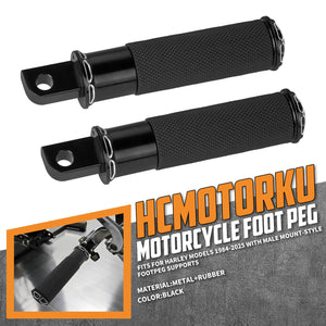 PE001901 HCmotorku Knurled Aluminum Rear Passenger Foot Pegs for Harley Models ‘84-’25 Black