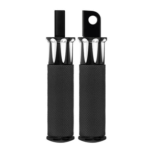 PE001902 HCmotorku Heavy-Duty Billet Aluminum Passenger Rear Footpegs for Harley ‘84-’25 Softail Touring Black