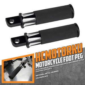 PE001902 HCmotorku Heavy-Duty Billet Aluminum Passenger Rear Footpegs for Harley ‘84-’25 Softail Touring Black