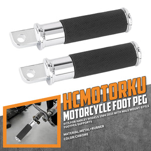 PE001901 HCmotorku Knurled Aluminum Rear Passenger Foot Pegs for Harley Models ‘84-’25 Chrome