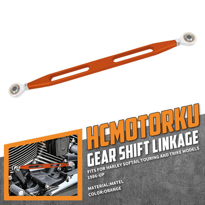 PE002704_HCmotorku_Premium Aluminum Shift Linkage Shifter Gear Link For Harley Touring Softail '86-'25 Orange