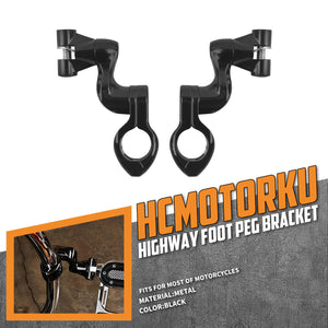 PE009702 HCmotorku Black 1”/1.25” Engine Guard Footpeg Mount for Harley Yamaha Honda Kawasaki