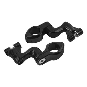 PE009702 HCmotorku Black 1”/1.25” Engine Guard Footpeg Mount for Harley Yamaha Honda Kawasaki